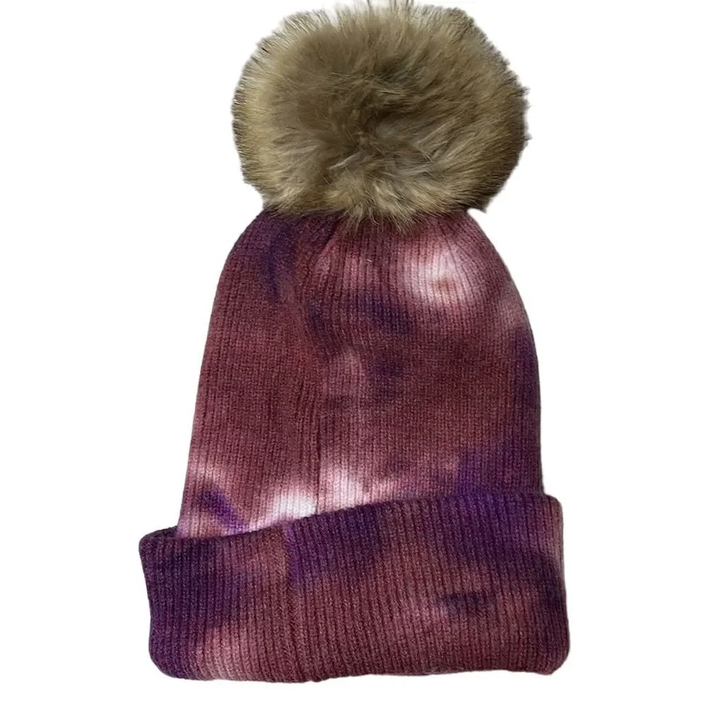 C.C Exclusive Women Tie Dye Pom Pom Beanie Hat.